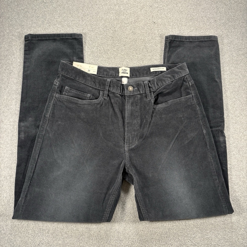 Flint And Tinder Corduroy Pants Mens 32x30 Gray Straight Fit Stretch 5 Pocket